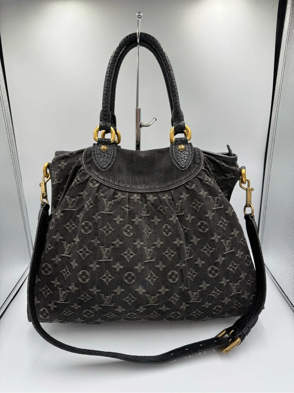 Louis Vuitton Black Monogram Denim Neo Cabby Tote with Detachable CB Strap - Picture 1 of 14